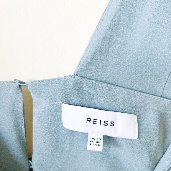 REISS Charlie Satin Twist-Front Midi Dress - Picture 9 of 10